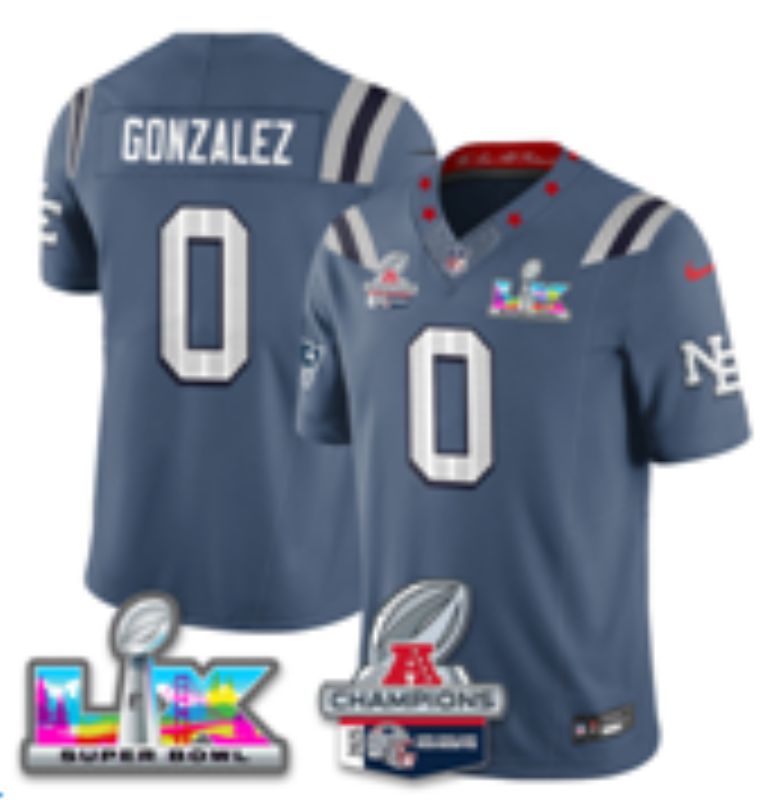 Men 2026 New England Patriots #0 Gowzalez Blue Super Bowl Nike Limited NFL Jersey style 01->new england patriots->NFL Jersey